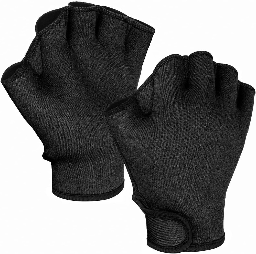 Large Size Webbed Swim Gloves with Adjustable Closure for Enhanced Performance