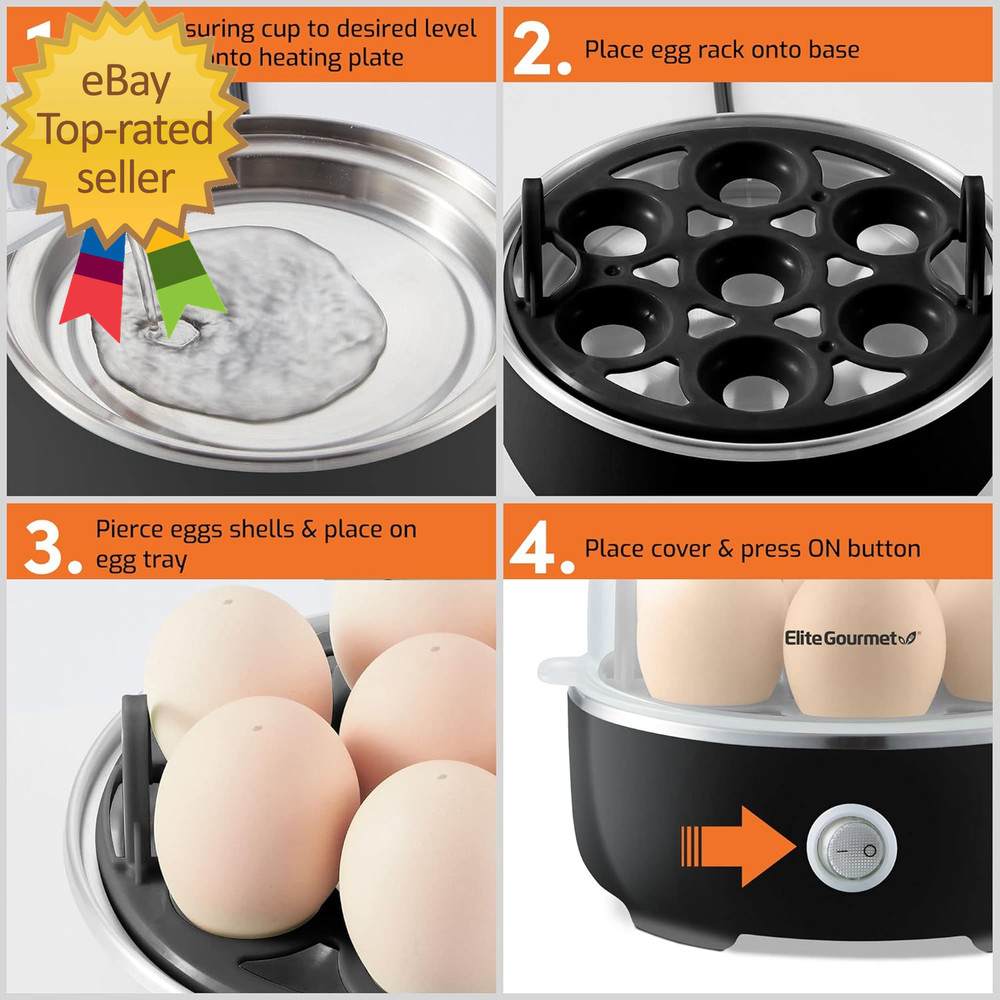 EGC115B Easy Egg Cooker Electric 7-Egg Capacity Soft Medium Hard-Boiled Egg