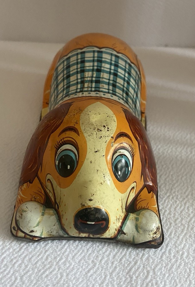 Vintage Tin Toy Dog Pull Back Japan