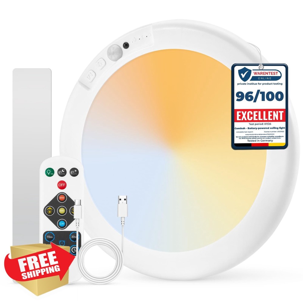 Combuh Battery Shower Light Waterproof Motion Sensor LED Remote
