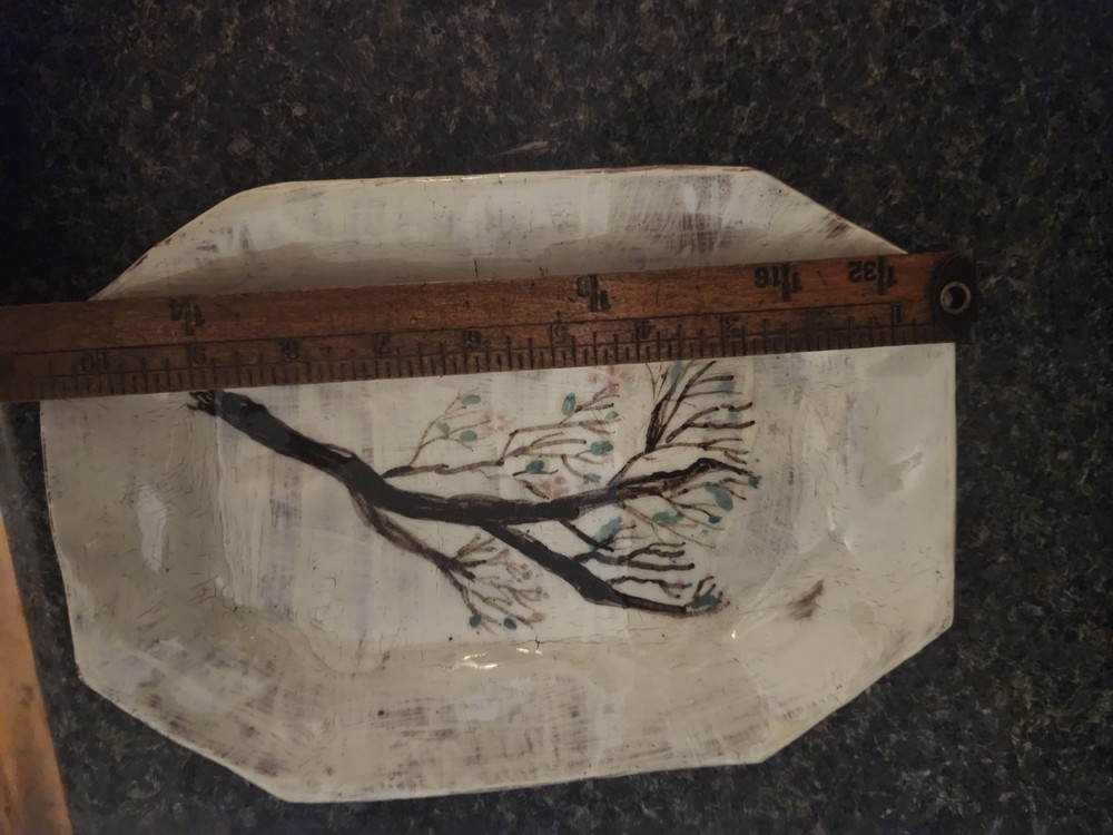 Handmade terracotta tree platter - catch-all. Vintage ?