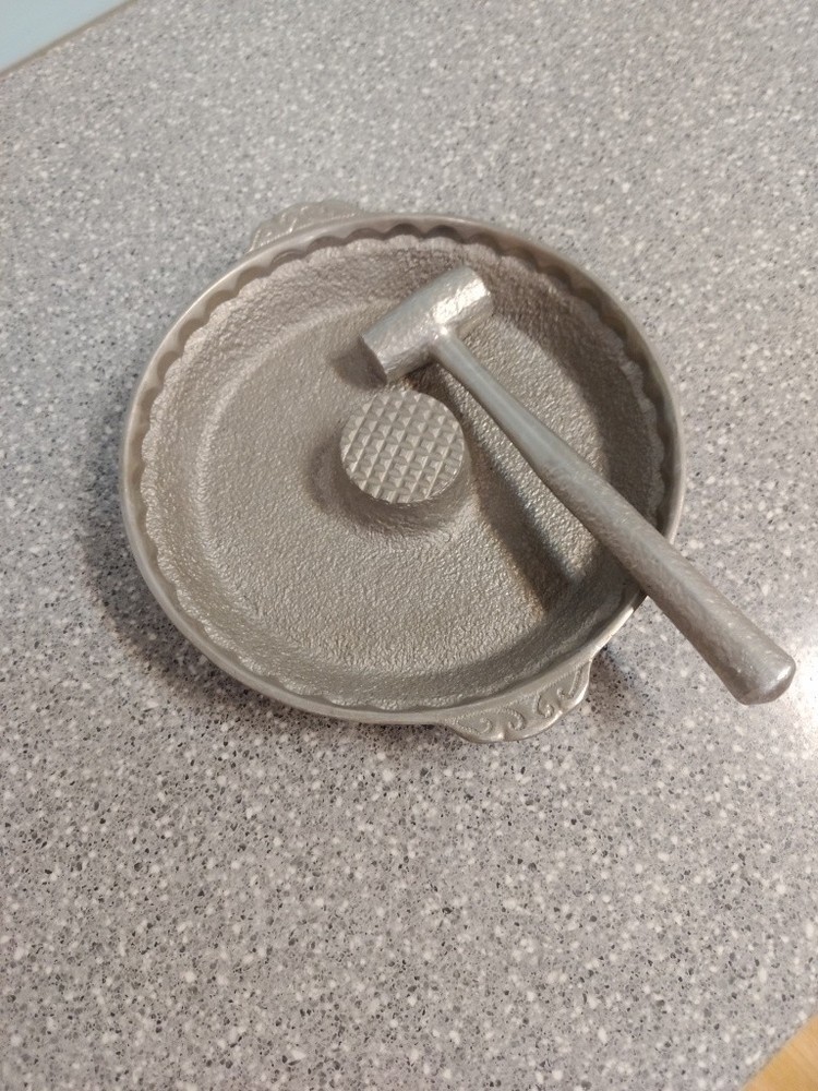 Vintage Cast Aluminum Nutcracker Bowl With Mallet Hammered