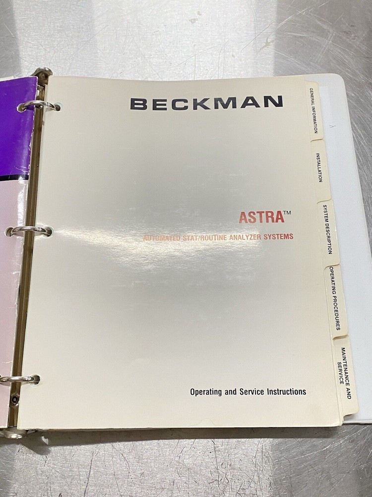 Beckman Astra Automated Stat/routine Analyzer System - Users Guide / Manual