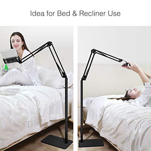 Tablet Floor Stand, Overhead Bed Phone Stand Angle Height Adjustable Black