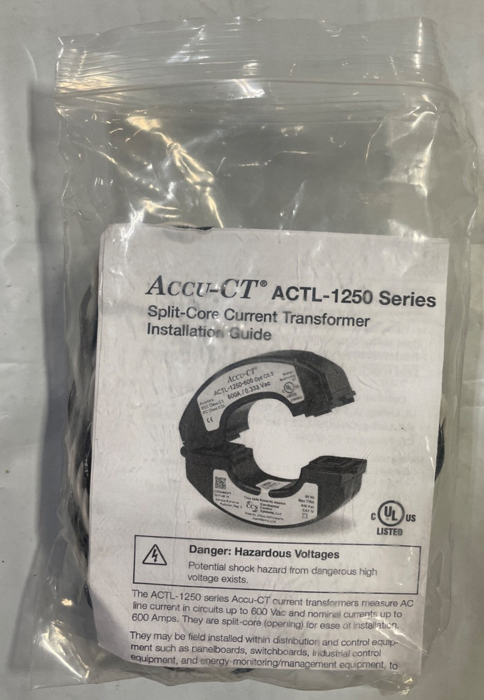 ACTL-1250 333mV Output Split-Core Current Transducer New