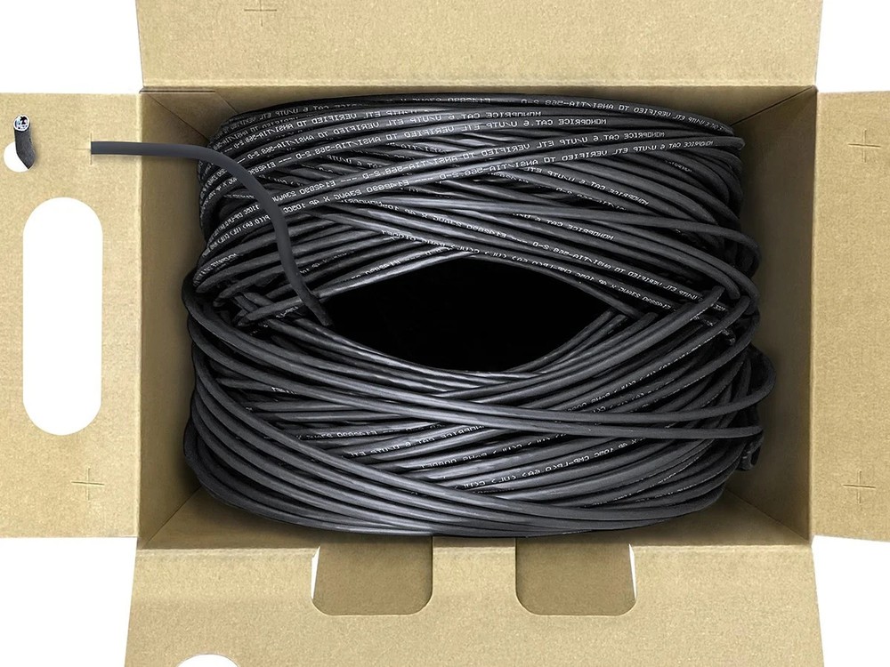 Monoprice Cat6 Plenum Bulk Cable 500ft Black For Networking LAN Modems Routers