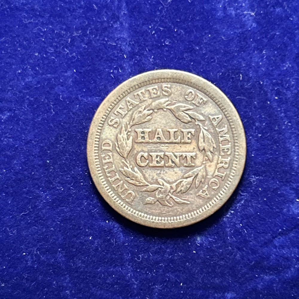 1849 Braided Hair Half Cent VF Details QA