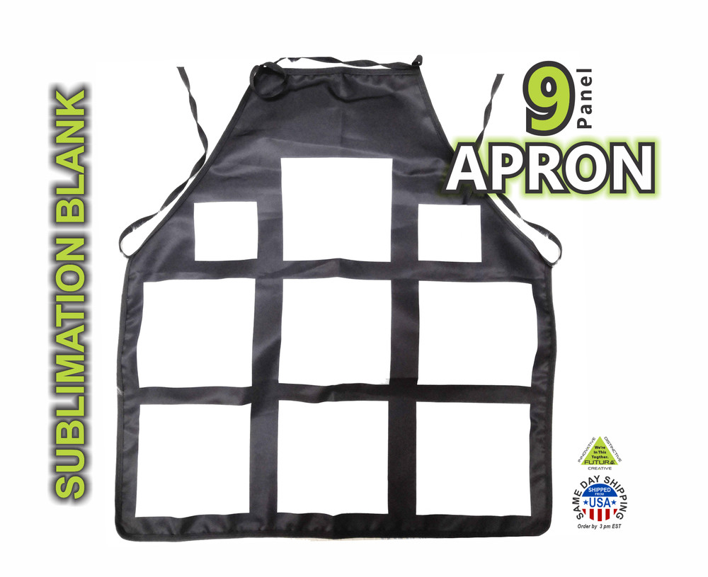 Apron 9 panel Sublimation Blank, customizable sub blank polyester Apron, USA sta