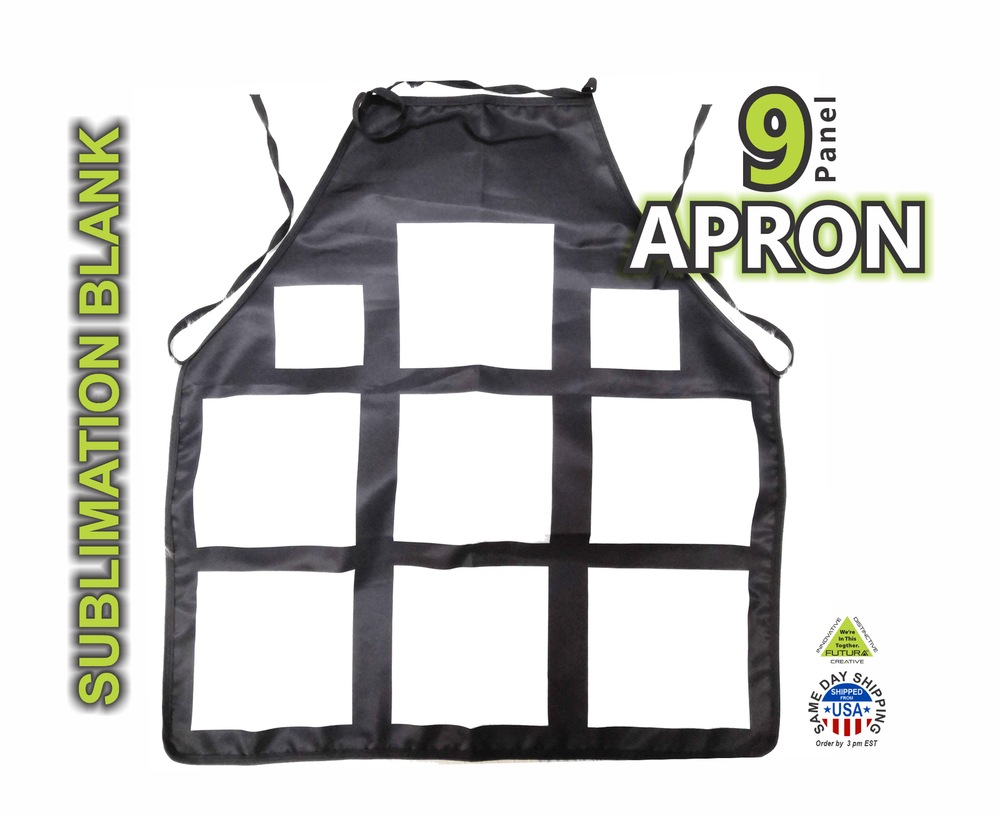 Apron 9 panel Sublimation Blank, customizable sub blank polyester Apron, USA sta