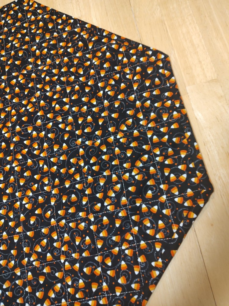 Halloween Table Topper, 24", REVERSIBLE, Quilted With Silver Thread, Gorgeous!