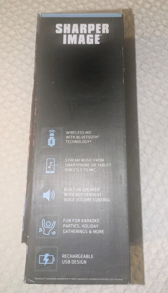 Sharper Image Bluetooth Music Stream Karaoke Microphone Mic Silver/ white