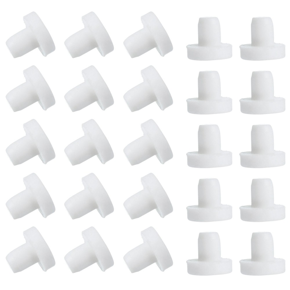 25 Pcs t Shaped Solid Silicone Stopper, Dia 7.5 Mm/0.3" Rubber Plugs, White