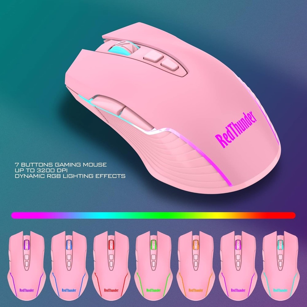Durable Pink Wireless Gaming Keyboard Mouse Combo Anti-Ghosting