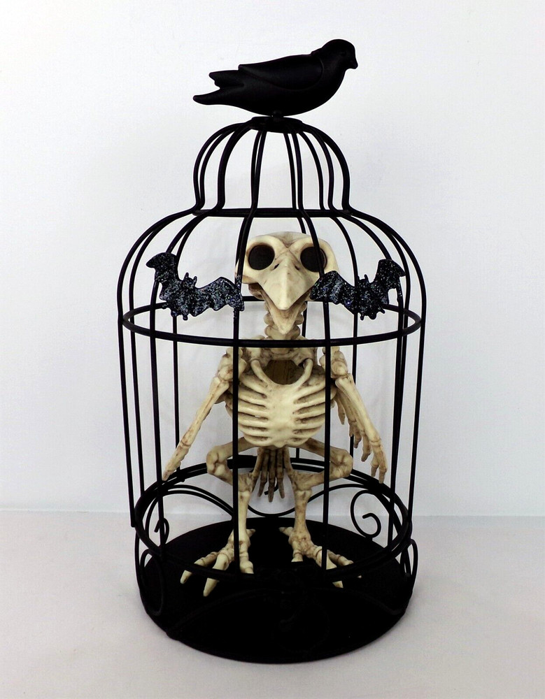 Halloween Skeleton Bird in Cage