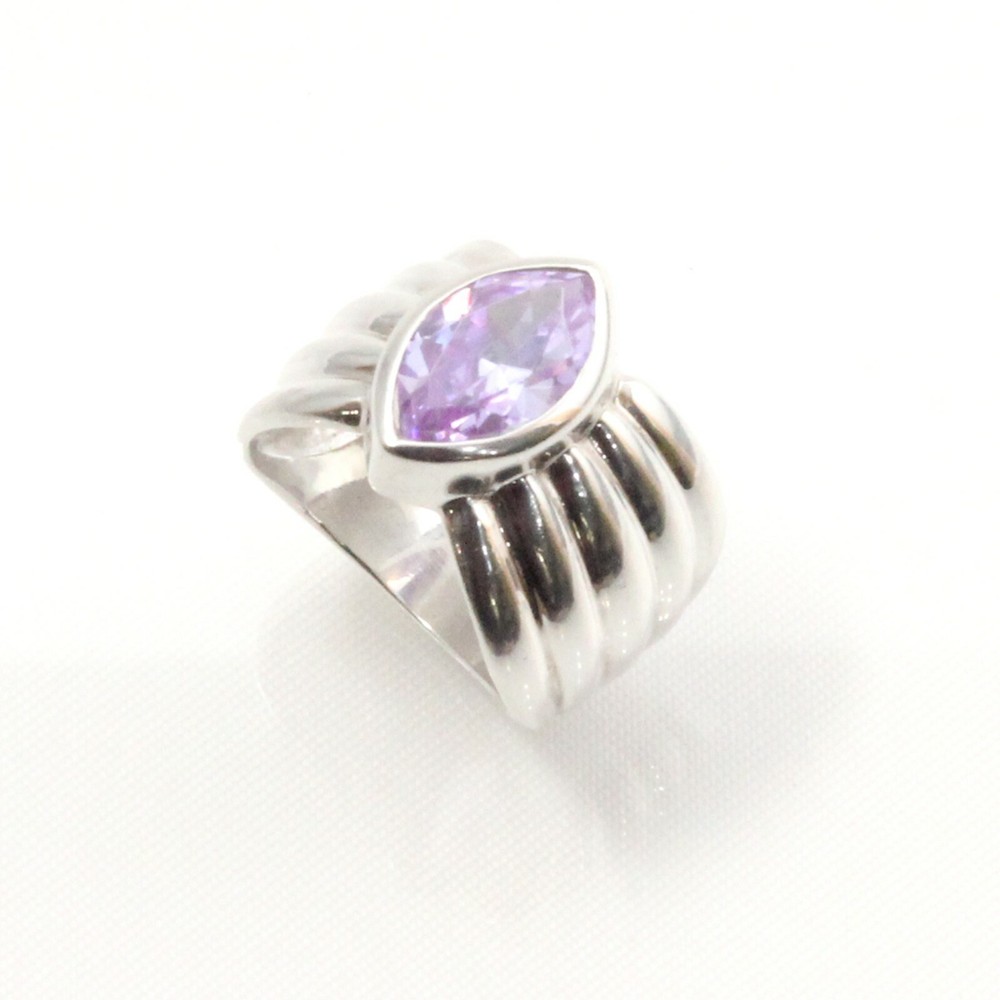 Sterling Silver Amethyst CZ Solitaire Ring