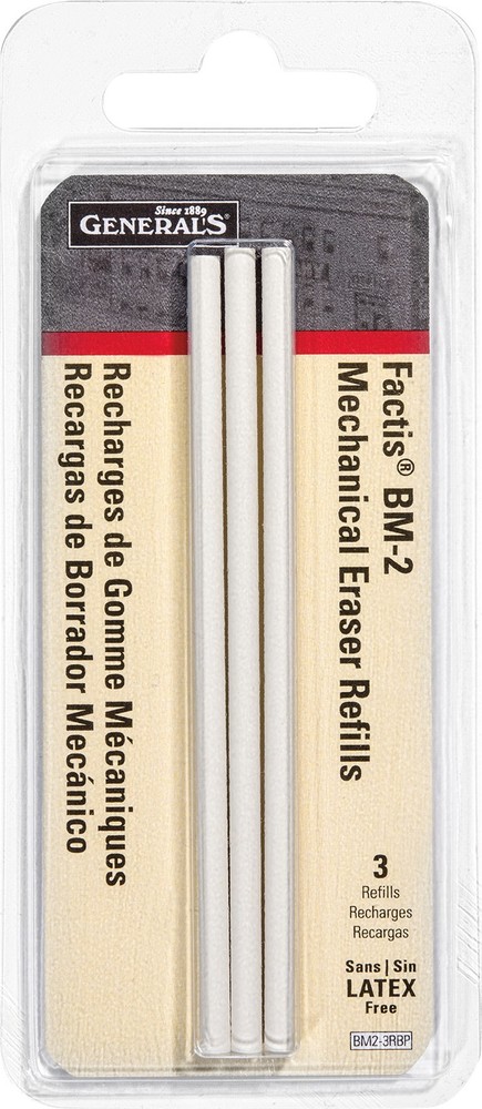 General's Factis Pen Style Mechanical Eraser Refills 3/Pkg-
