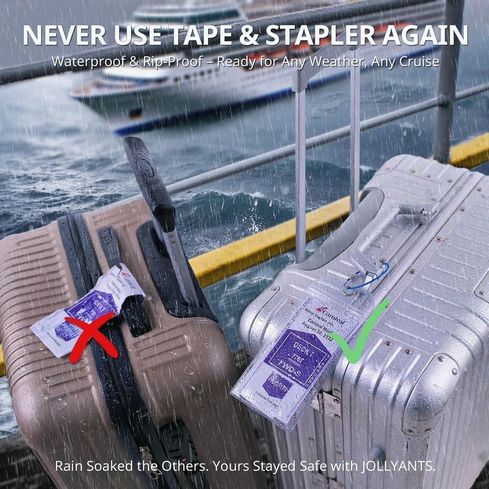 Secure & Clear Cruise Luggage Tag Holders with Steel Loop | Gift-Ready Set