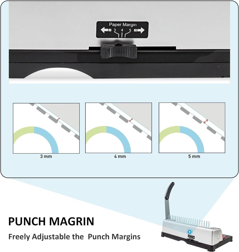 Binding Machine, 21-Holes, 450 Sheets, Comb Binding Machines with Starter Kit 10