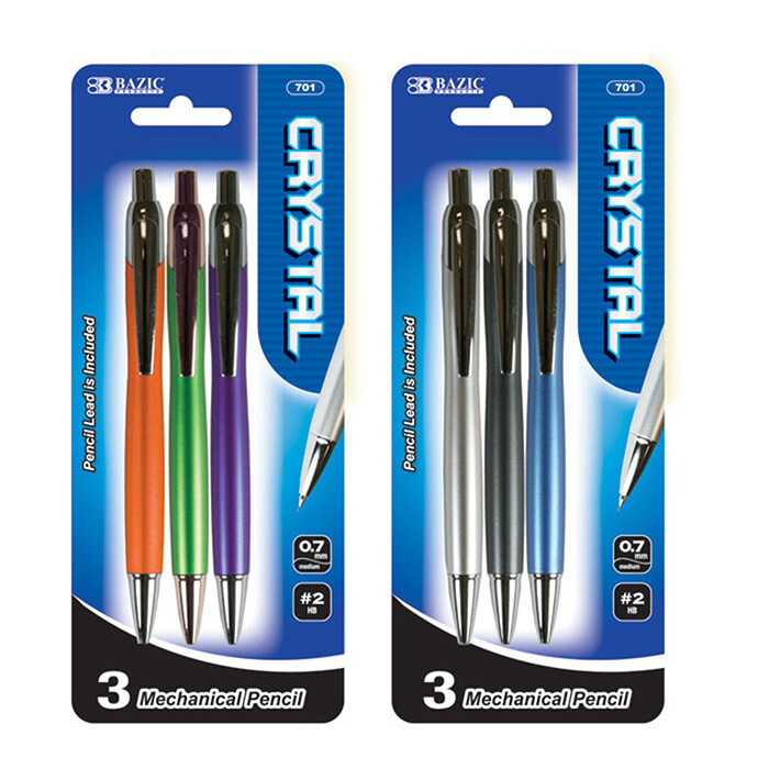 6 pcs Crystal Mechanical Pencil Refillable, Retractable 0.7mm General Writing