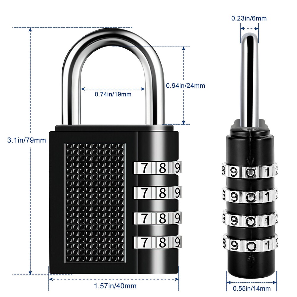 2x combination lock 4 digit padlock weatherproof lock number code