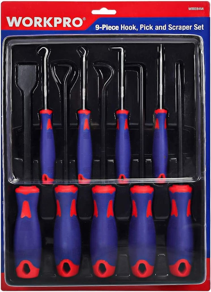 WORKPRO Precision 9 Pcs Pick and Hook Set W/Scraper Automotive Hand Tools Set