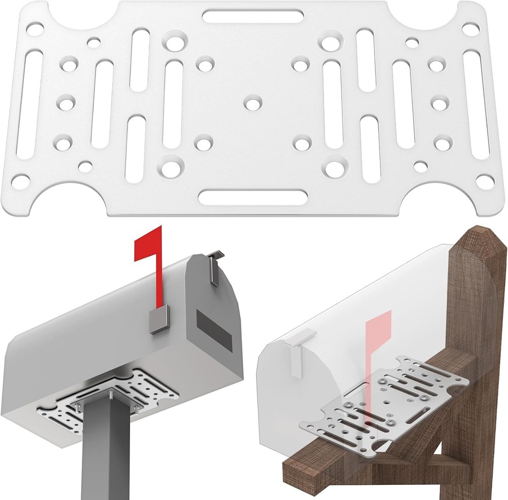 Mailbox mounting bracket for 4x4 timber, bottom-mounted design.