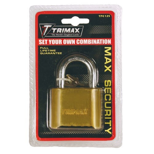 Trimax Solid Brass 2" Body Pad Lock Set Your Own Combination - Keyless No Key