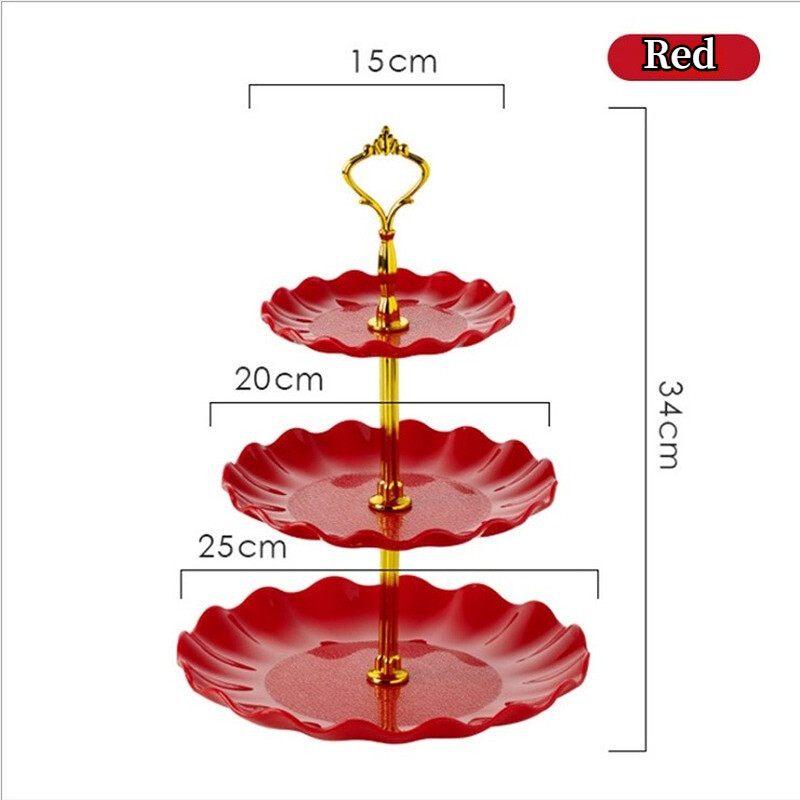 3 Tiers Layers Plastic Cake Stand Dessert Plate Fruit Vegetable Storage Rack