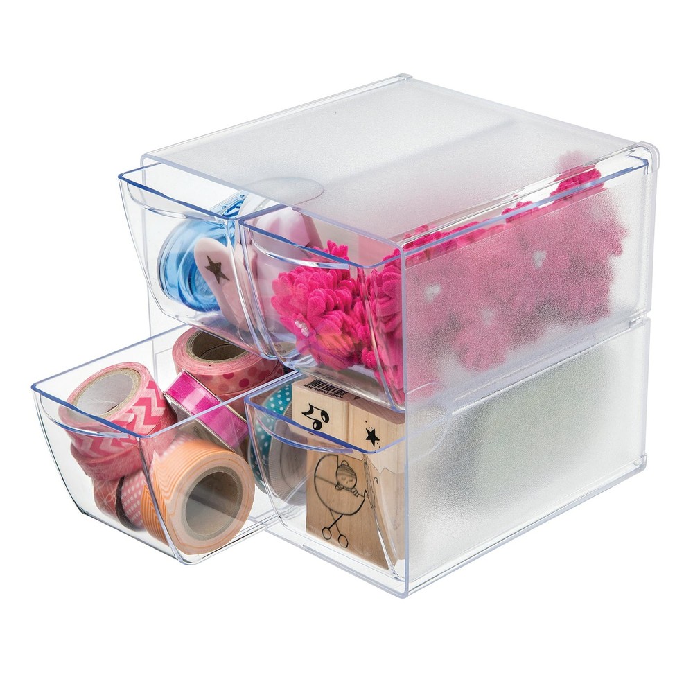 Stackable Cube Organizer, Desk and Craft Organizer, 4 Drawers, Clear, Removab...