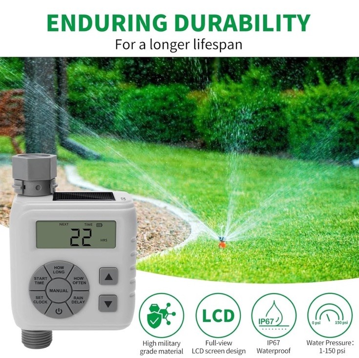 Zuomeng Sprinkler Timer Programmable Irrigation Water Timer Garden Hose Gray