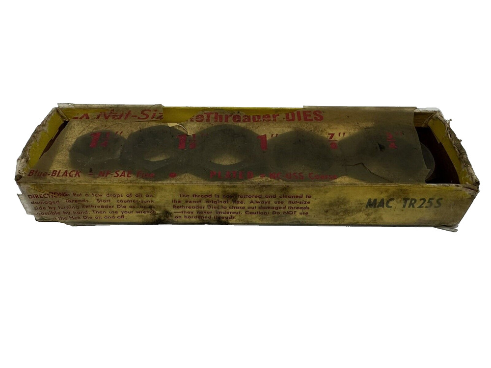 Mac Tools Rethreader Hex Die Sets TR25U & TR25S (Course and Fine) 2 Sets
