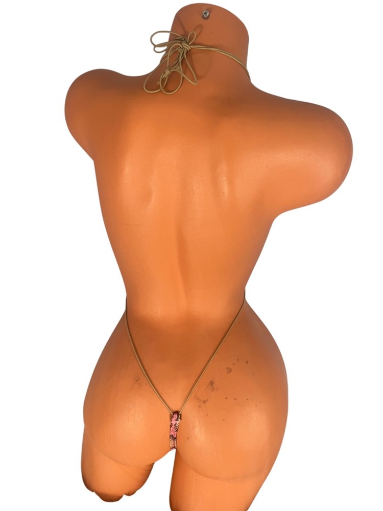 Pink tan python print micro slingshot bikini size XS-XL