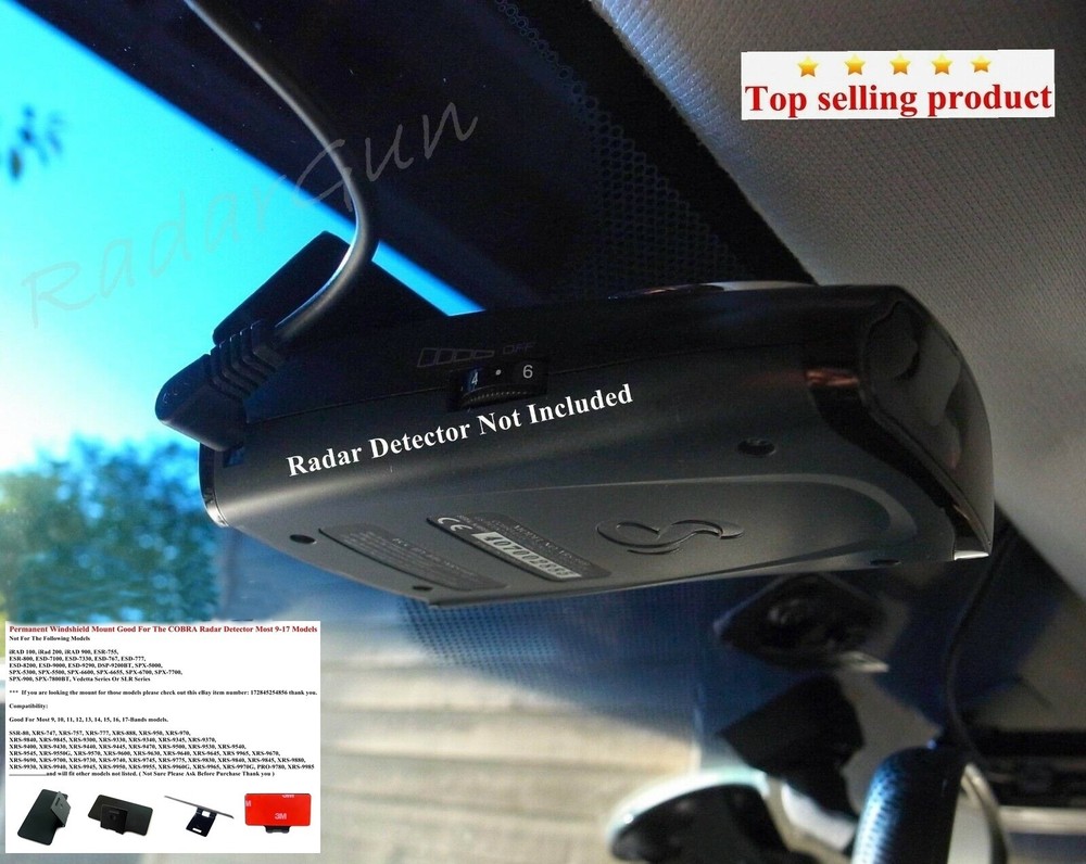 Permanent Mount + High-Quality Direct Wire (Extra Long) For Cobra Radar Detector