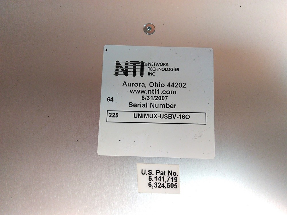 Network Technologies Inc UNIMUX-USBV-16O USB KVM Switch No PSU