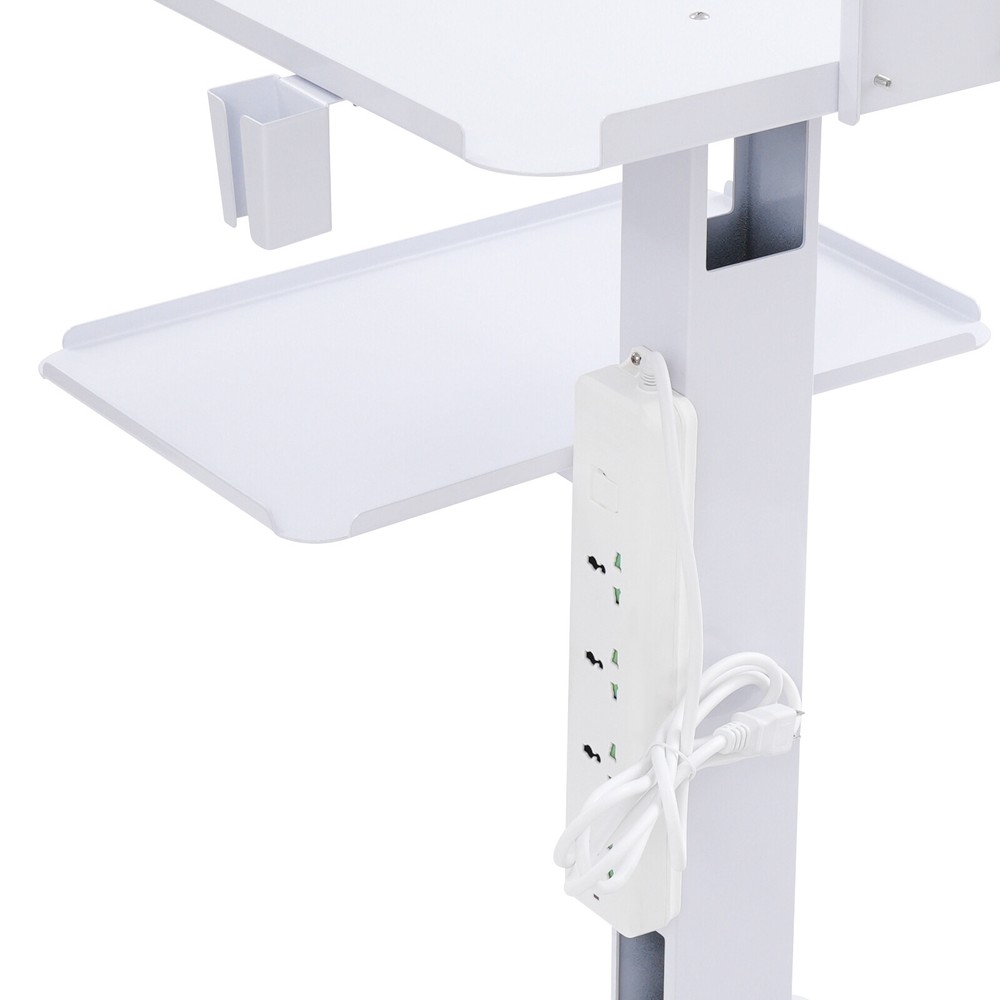 Mobile Standing Workstation Adjustable Height Rolling Computer Cart With Wheels