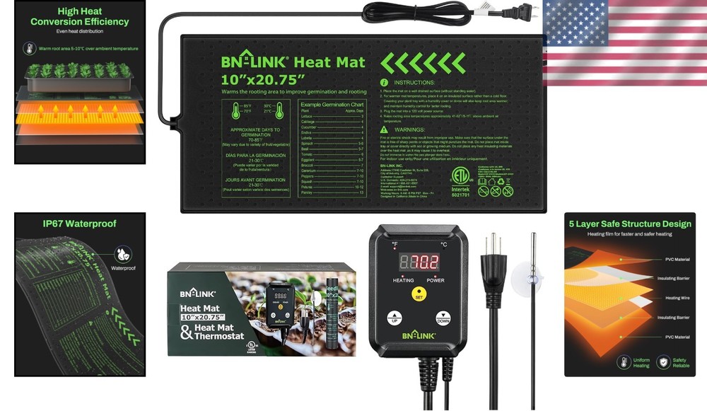 Seedling Heat Mat with Thermostat Controller Set