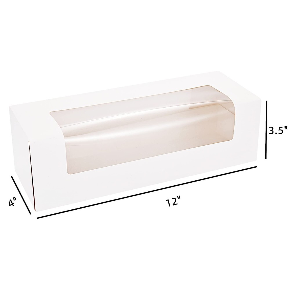 12 x 4 x 3.5 Roll Cake Boxes Loaf Cookie White Bakery Boxes