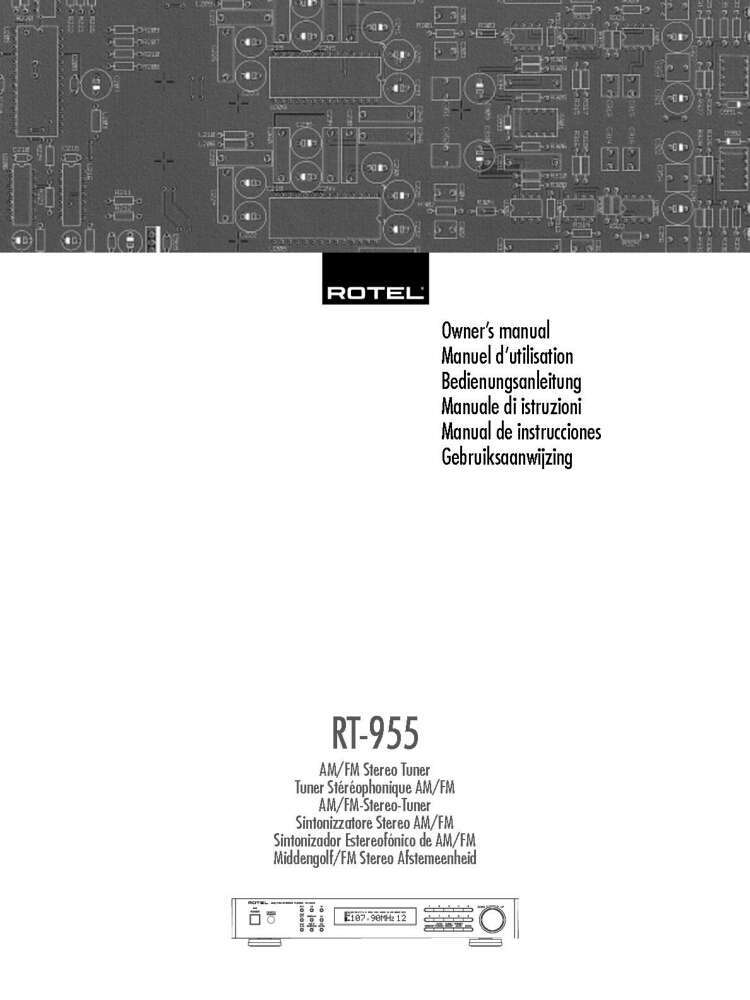 Rotel RT-955 Tuner Owners Manual