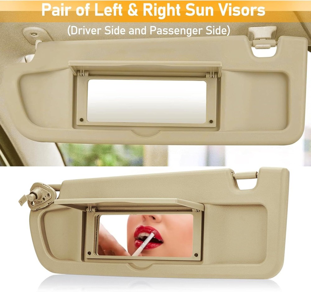 2Pack Beige Sun Visor For 2006-2011 Honda Civic Visors Left & Right Visor Kits
