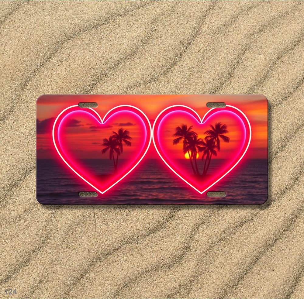 Romantic Couples Hearts Design Add Text License Plate Customizable Decor