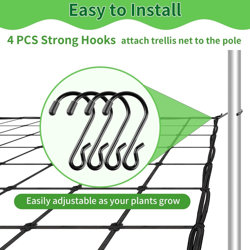 Trellis Netting, Scrog Net with 4 Hooks, 4x4 Nets for Grow 4×4ft-1pcs
