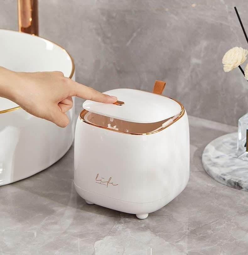 Mini Desk bin with lid,Small Plastic Trash can for Kitchen Bathroom Office