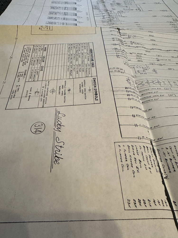 Lucky Strike Schematic for Williams Pinball Machine