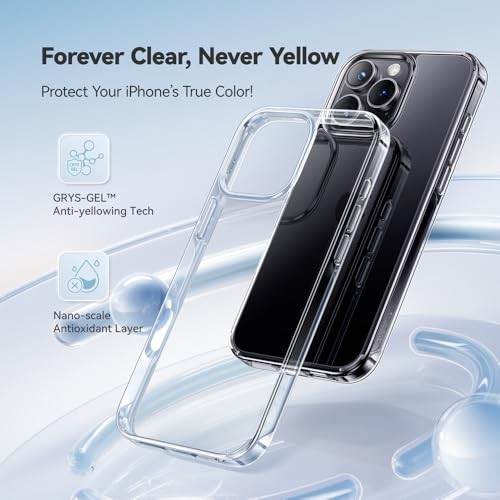 for iPhone 16 Pro Case Crystal Clear, [Never Yellow Technology] [12FT