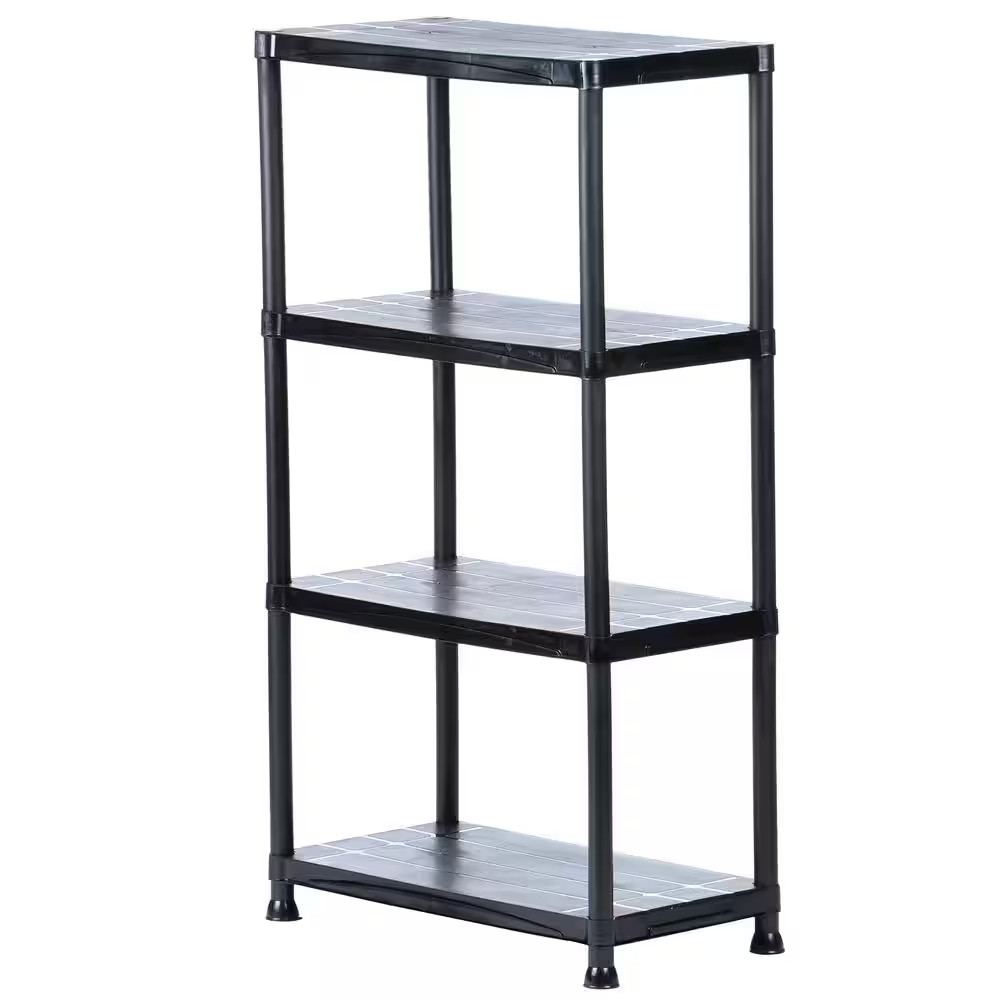 4-Tier Easy Assembly Scratch Resistant Plastic Garage Storage Shelving Unit in B