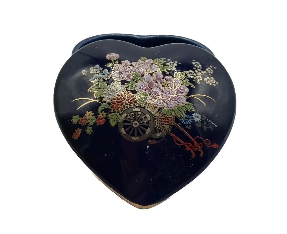Cobalt Blue Ceramic Heart Trinket box