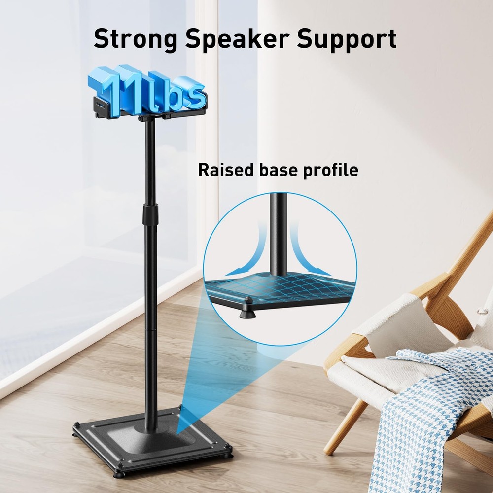 PERLESMITH Universal Speaker Stands for Surround Sound -Height Adjustable Ext...