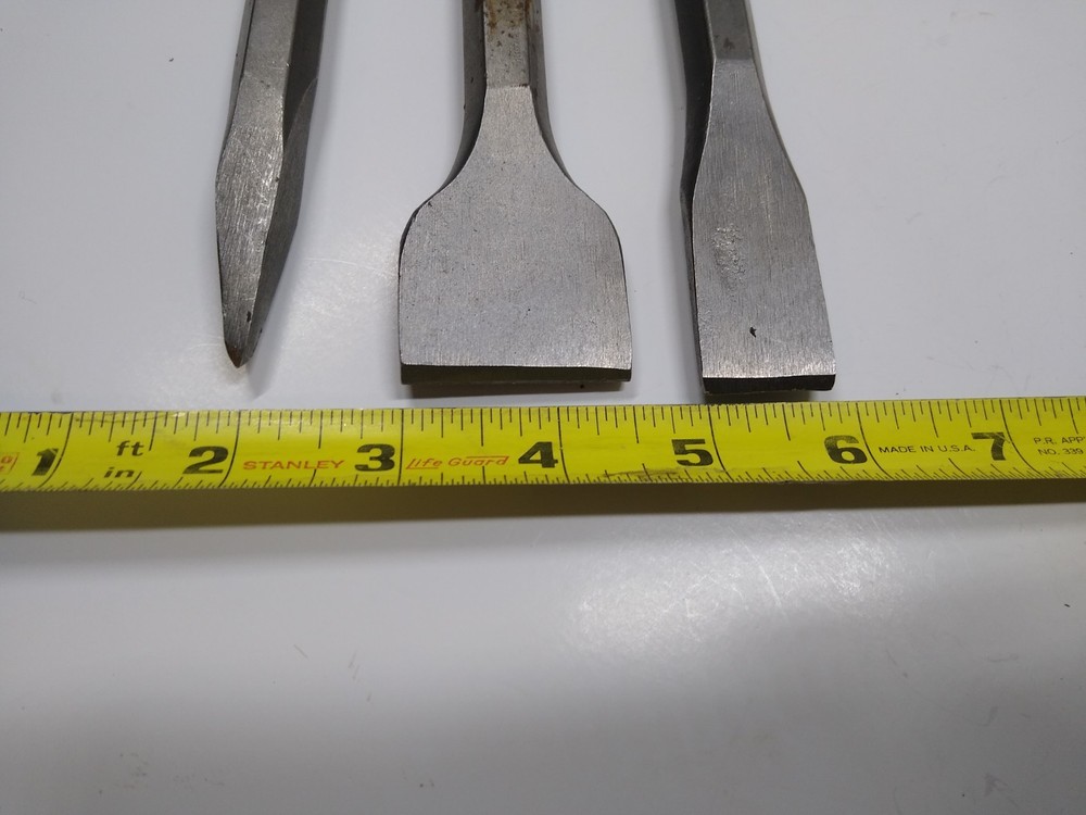 3 Rotary Hammer Drill Chisel Bits Point Flat Blade Concrete Cement Tools