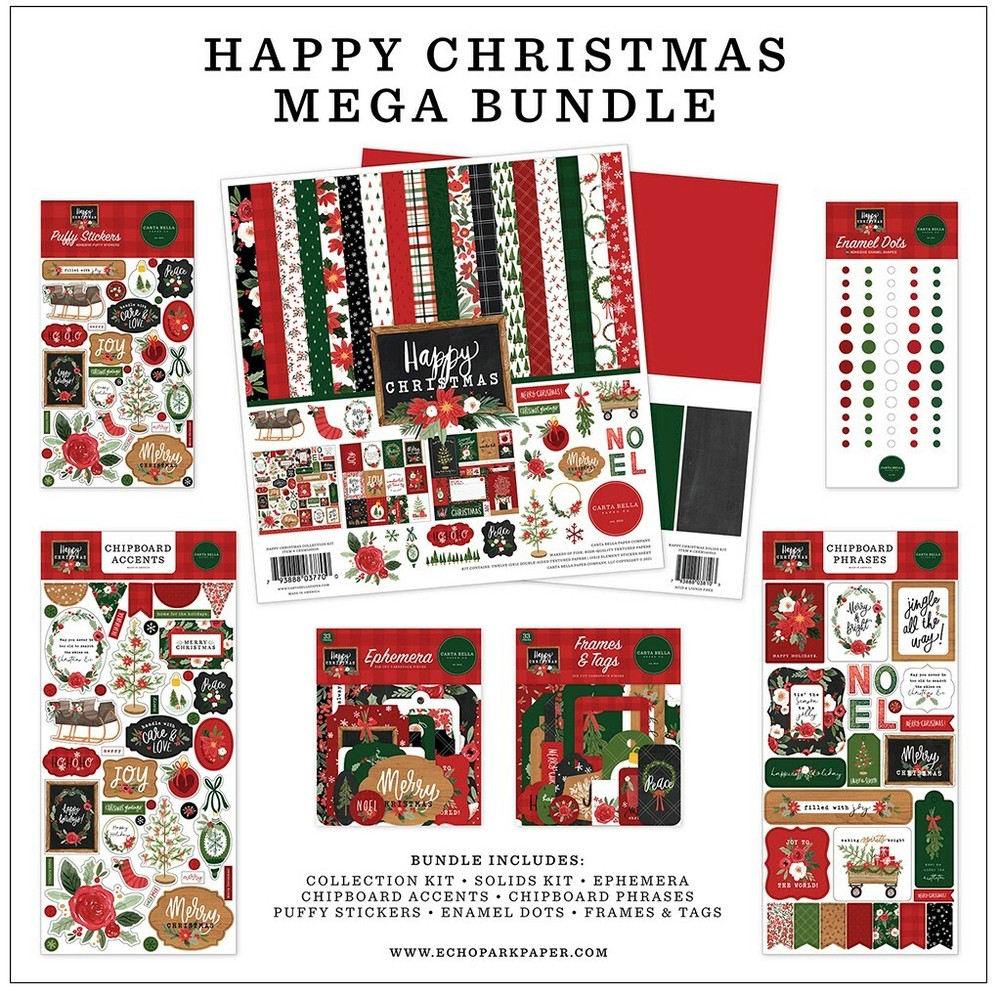 Carta Bella Paper HAPPY CHRISTMAS Scrapbooking Mega Bundle