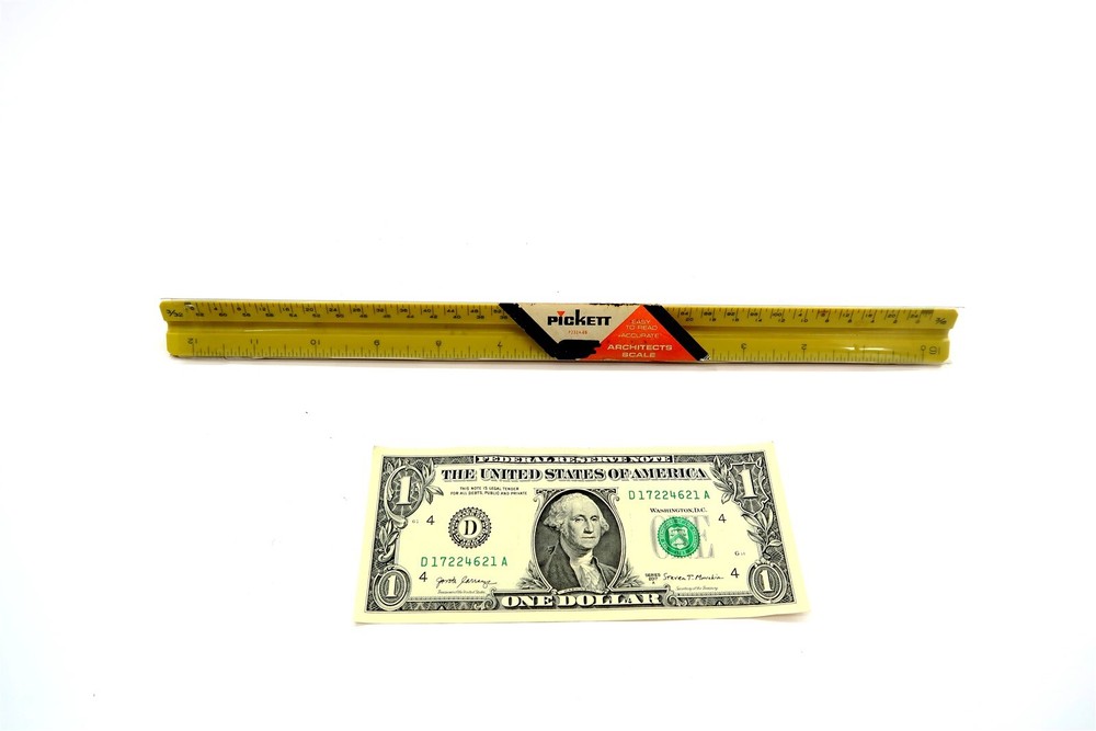 Vintage 12" PICKETT P-232 A-ES Triangular Drafting Architects Scale Ruler